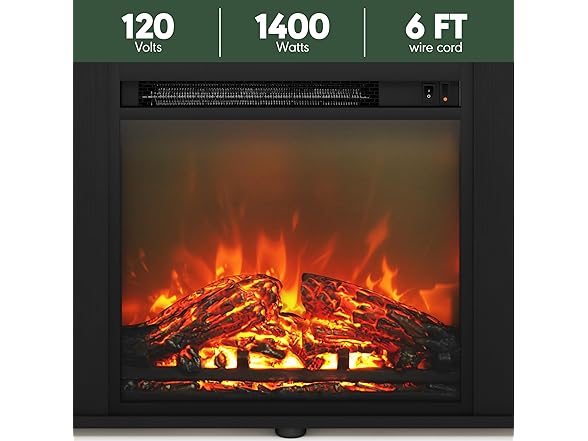 Furinno Jensen Open Storage Fireplace TV Center