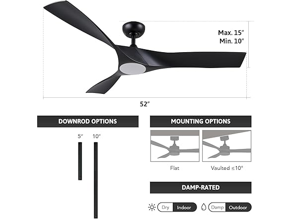 VONLUCE 52In Modern Ceiling Fan