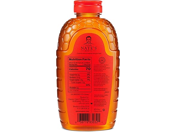 (6-Pack) Nate's 100% Pure, Raw & Unfiltered Honey