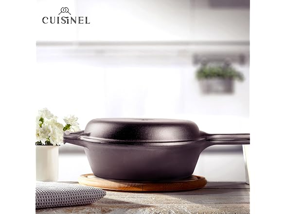 Cuisinel Cast Iron Skillet + Lid, 2-in-1