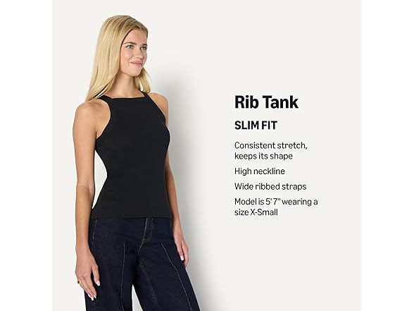 Women's Slim-Fit Stretch Rib High-Neck Tank