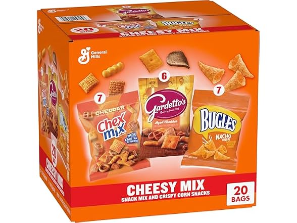 20ct Cheesy Mix Variety Pack Snacks, Chex Mix Cheddar