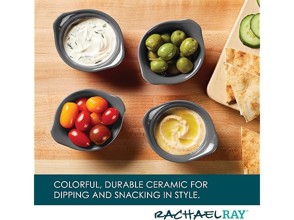 Rachael Ray Ceramics Round Ramekins 4PK Gray