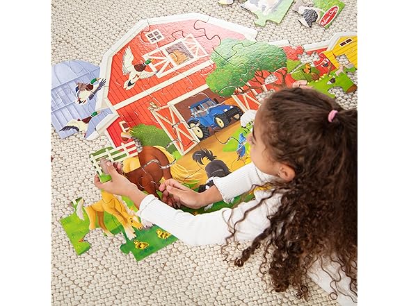 Melissa & Doug Busy Barn Shaped Jumbo Floor Puzzle, 32-Piece