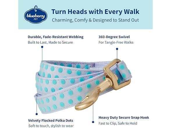 Blueberry Pet Polka Dots Femal Dog Leash for