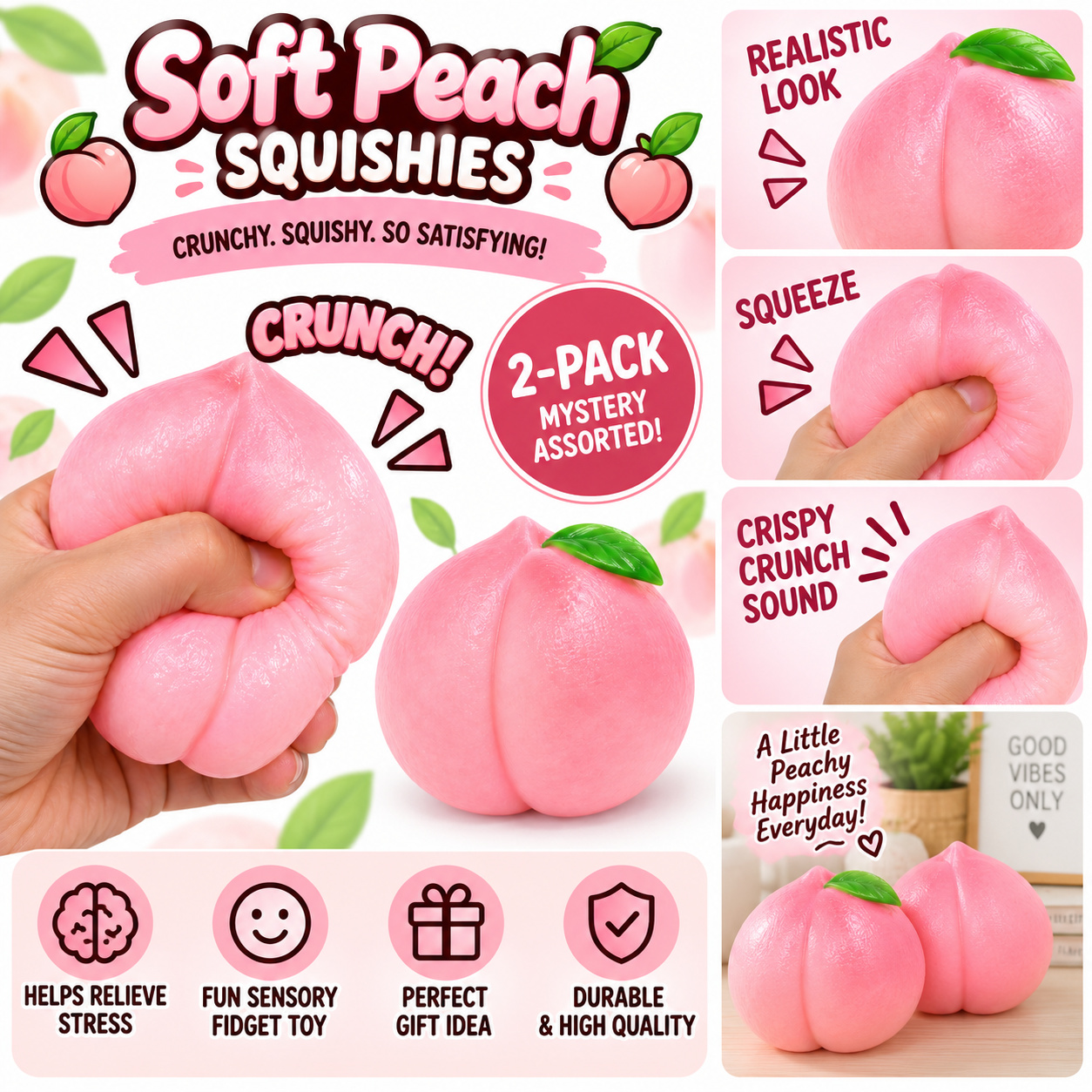 Soft Peach Crunch Squishy 2-Pk - Gallery 6