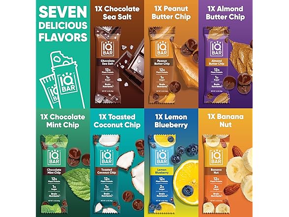 IQBAR Brain and Body Plant Protein Bars, 7 Bars