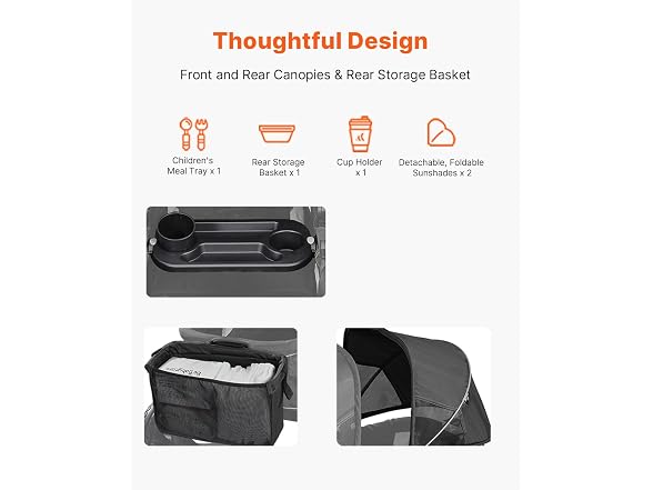 VEVOR Double Stroller, 2 Seats All-Terrain Wagon
