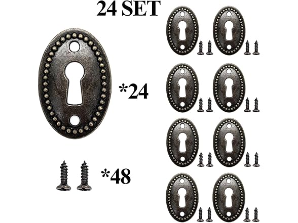 24 Keyhole Covers Zinc Alloy w/Screws