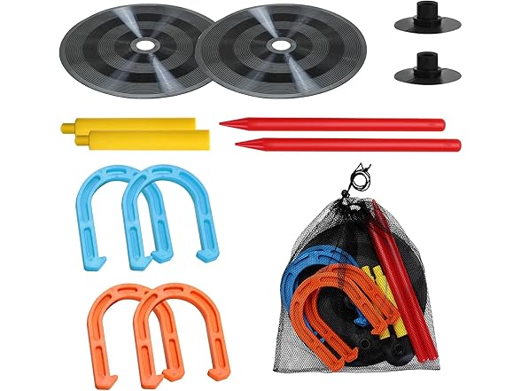 Win Outdoor Indoor Rubber Horseshoes Set