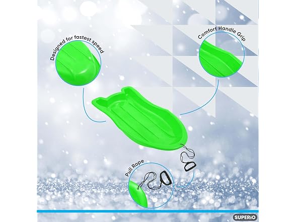 Superio Toboggan Snow Sled- 37” 12 Pack