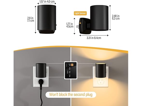 2 Pack LED Wall Plug in Night Lights