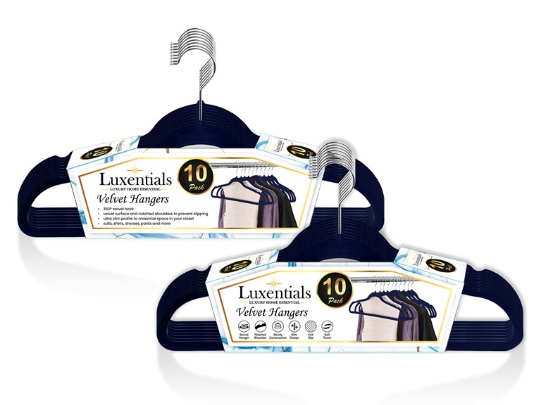 Technical Pro TPROH-HANG10.7 NVY 10-Pack Non-Slip Velvet Ha