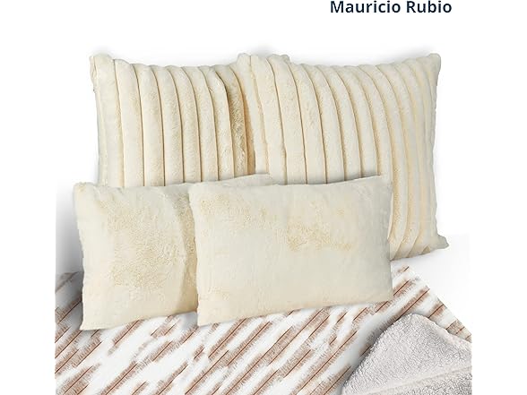 Faux Fur Throw Blanket & Pillow Set