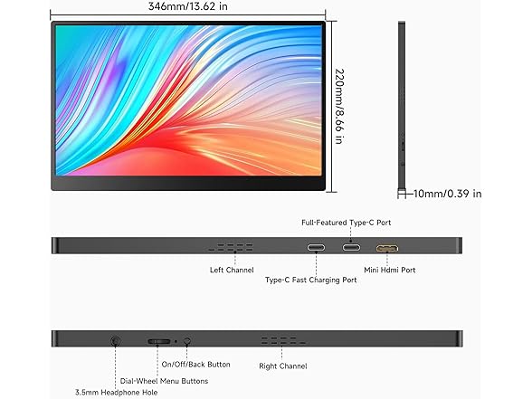 AYY Portable Monitor for Laptop 1080P FHD 15 Inch