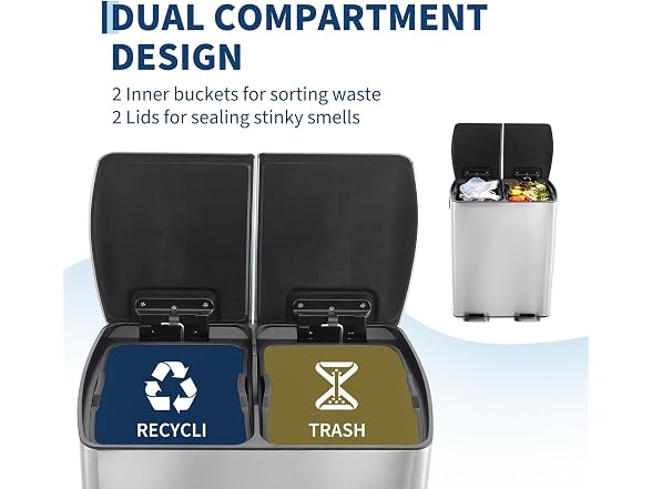 PrecisionAuto Step-On Recycling Bin Silv