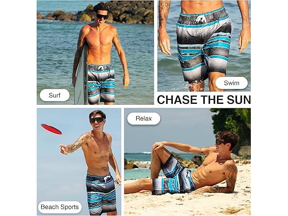 Kanu Surf Men's Black/Aqua Swim Trunks (M)