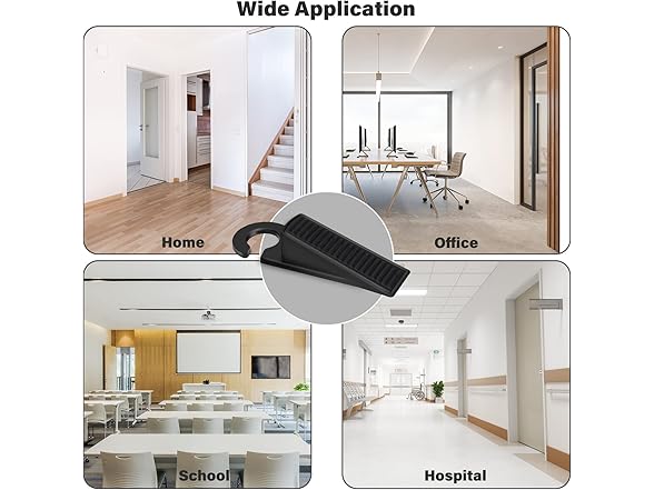 Door Stoppers 4Pk Rubber Wedge Black