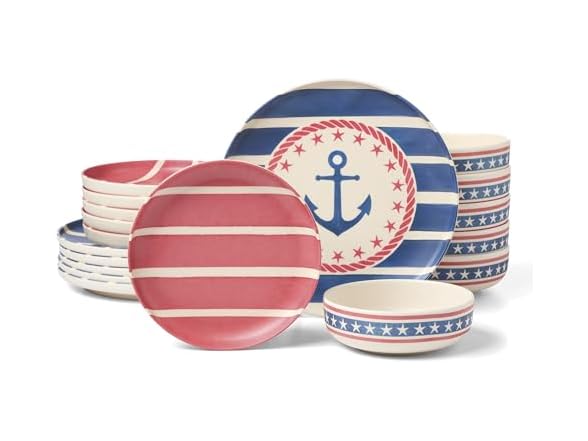 Oneida 24 Seven Aweigh We Go Melamine 18-Piece Dinnerware Set