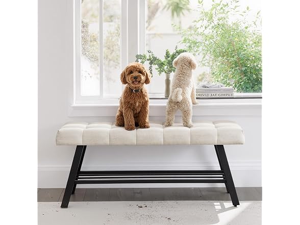 Lue Bona 45" Entryway Bench Linen Color