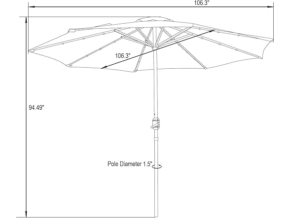9' Outdoor Crank & Tilt Umbrella w/ LEDs