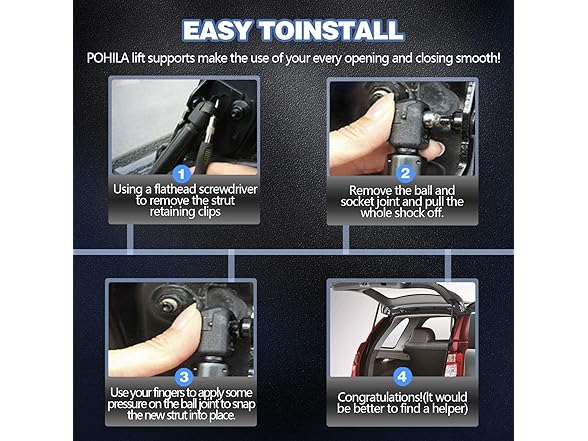 POHILA Hood Lift Supports Ford 2pc