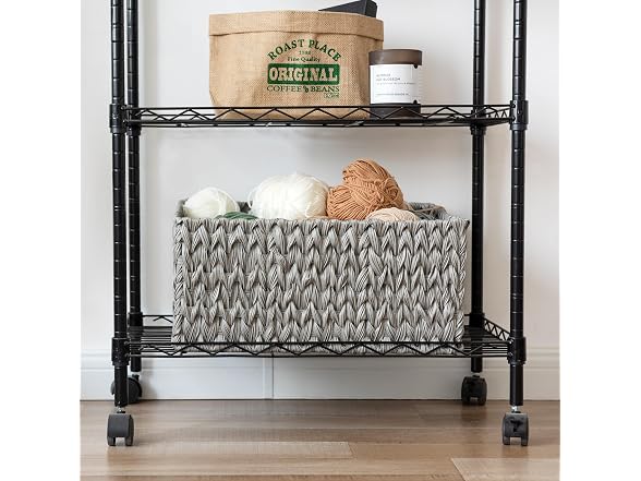 Suptinwear Large Wicker Storage Basket for Organizing Grey