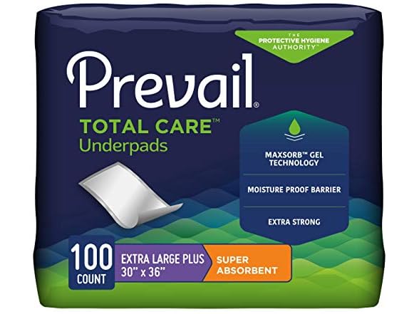Prevail Total Care Underpads, White, 30