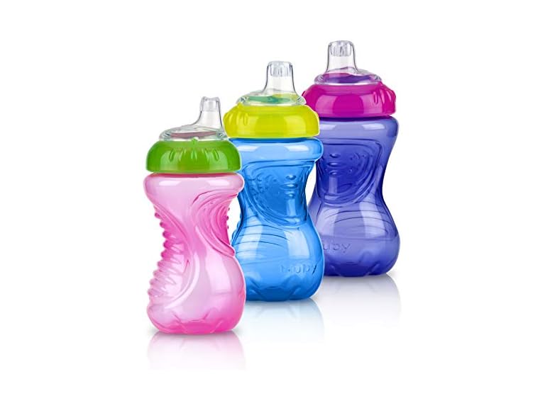 Nuby No-Spill Easy Grip Cup, 10 (Pink/Purple/Blue)
