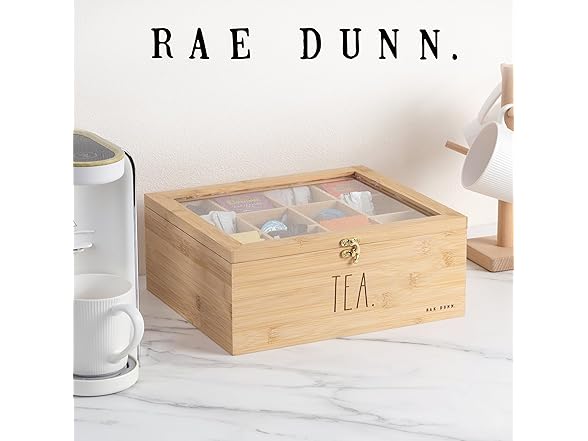 Rae Dunn Tea Bag Organizer Bamboo