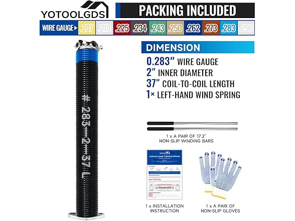 Left Hand Wind Garage Door Torsion Spring