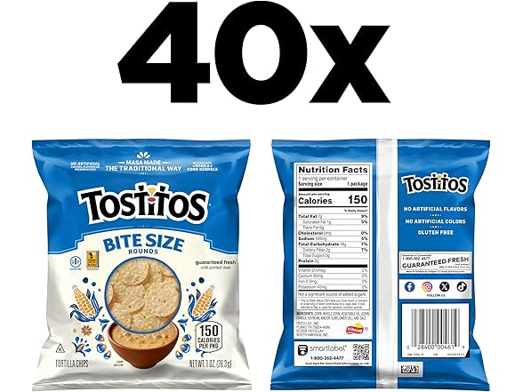 Tostitos, Bitesize Rounds, 1 Ounce (Pack of 40)