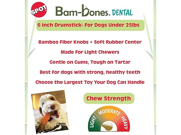 SPOT Bam-Bones Dental Dog Chew 6"