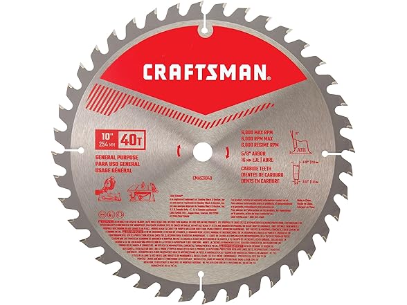 CRAFTSMAN 10 Inch 40T Carbide Circular Saw Blade