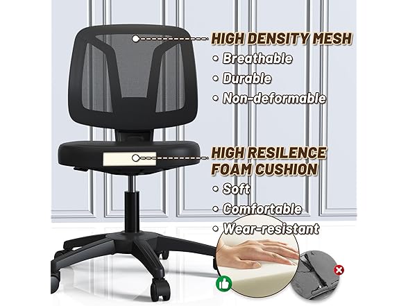 TTD TIANTIANDA Armless Swivel Mesh Chair