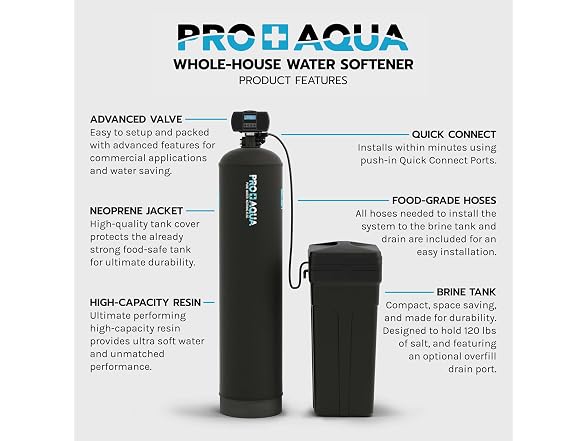 PRO+AQUA Heavy Duty Whole House Water Softener System