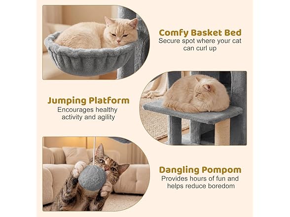 DORTALA Cat Tree for Indoor Cats, 33.5" Cat Tower