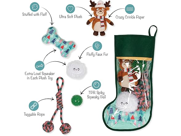 Fringe Studio Pet Toy, Happy Pawlidays Dog