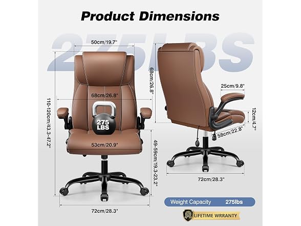 BESTFAIR W0893 Office Chair 001 Brown (Open Box) - Gallery 3