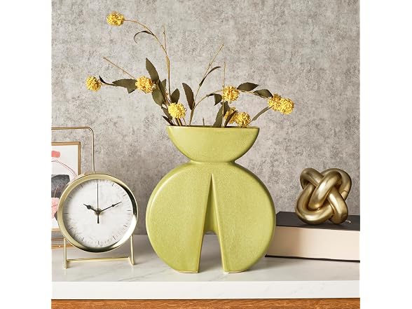Elements Modern Green Ceramic Vase