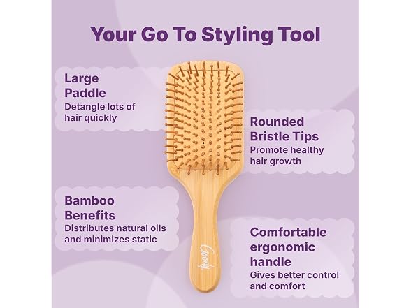 Goody Paddle Brush Pink Floral Bamboo Bristles