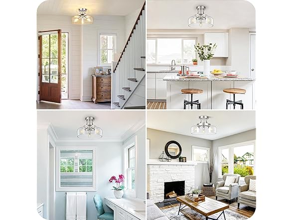 TOBUSA 3-Light Silver Semi Flush Mount Light Fixture