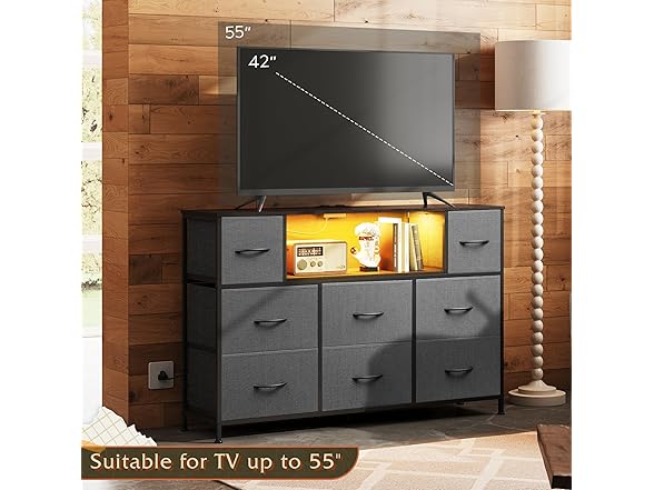 WLIVE BC1978725090009 8 drawe dresser tv stand