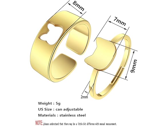 Matching Cute Animals Promise Rings