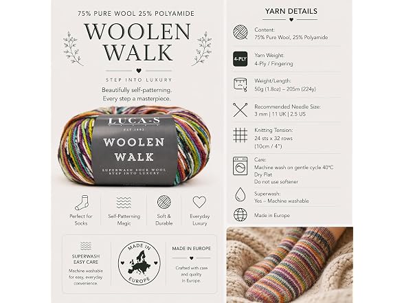 2PCs Superwash Sock Wool for Knitting, 4 Ply 