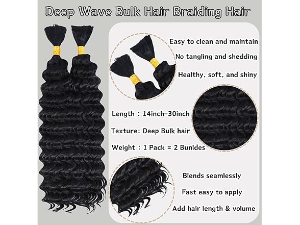 Deep Wave Bulk Hair For Braiding Hair