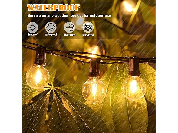 Brightever 120ft Outdoor G40 LED Globe String Lights
