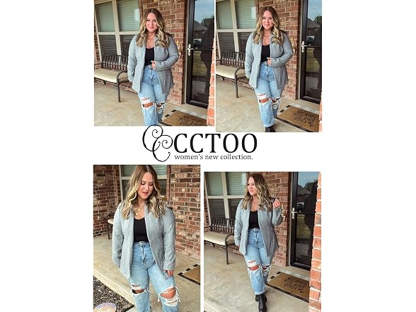 Cctoo Women (L) Coat Casual Open Front Long Jacket