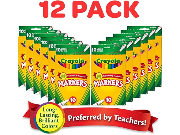 Crayola Fine Line Markers for Kids (12 Boxes)