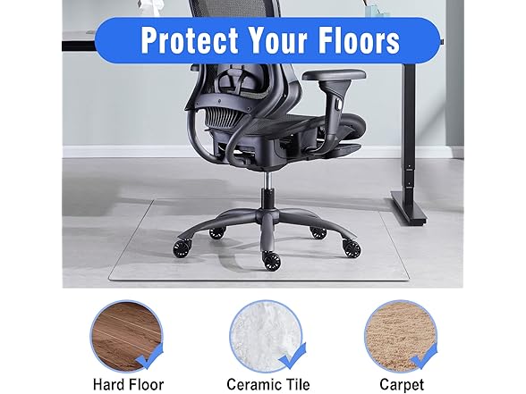 NeuType Glass Chair Mat, 36"L x 36"W